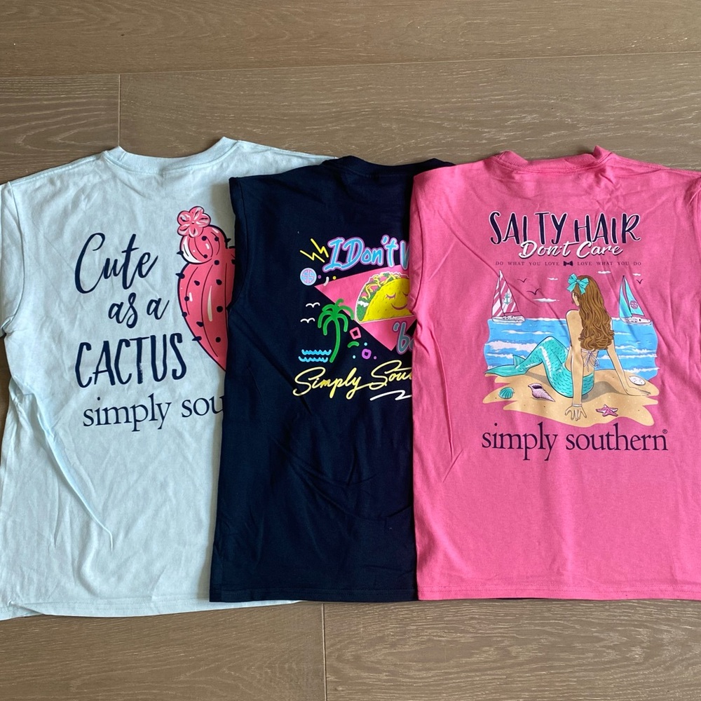 Lot of 3 Simply Southern Shirts, Youth Medium